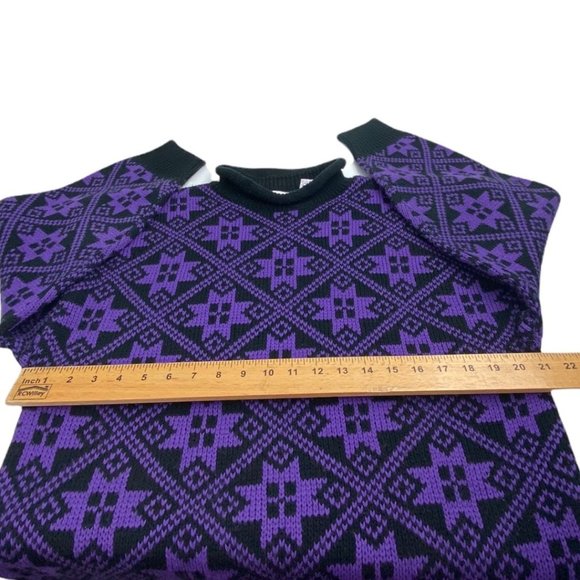 Vintage Purple and Black Mock Neck Nordic Sweater size Medium - Picture 5 of 5